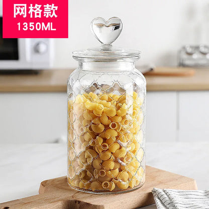 Creative Glass Sealed Jar Storage Jar Household Food Grade Glass Bottle with Lid Transparent Fruit Tank Kitchen Food Container