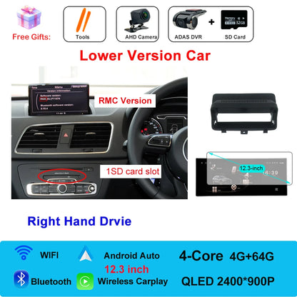 Car Radio Navigation GPS Multimedia Video Player Tools For Audi O3 2013-2018 Right Hand Drvie Android 16 Auto Carplay 12.3"