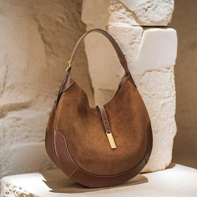 New Suede Vintage Women Shoulder Bag Luxury Women Bags Ladies Large Capacity Tote Underarm Bag Large Capacity Tote Bag