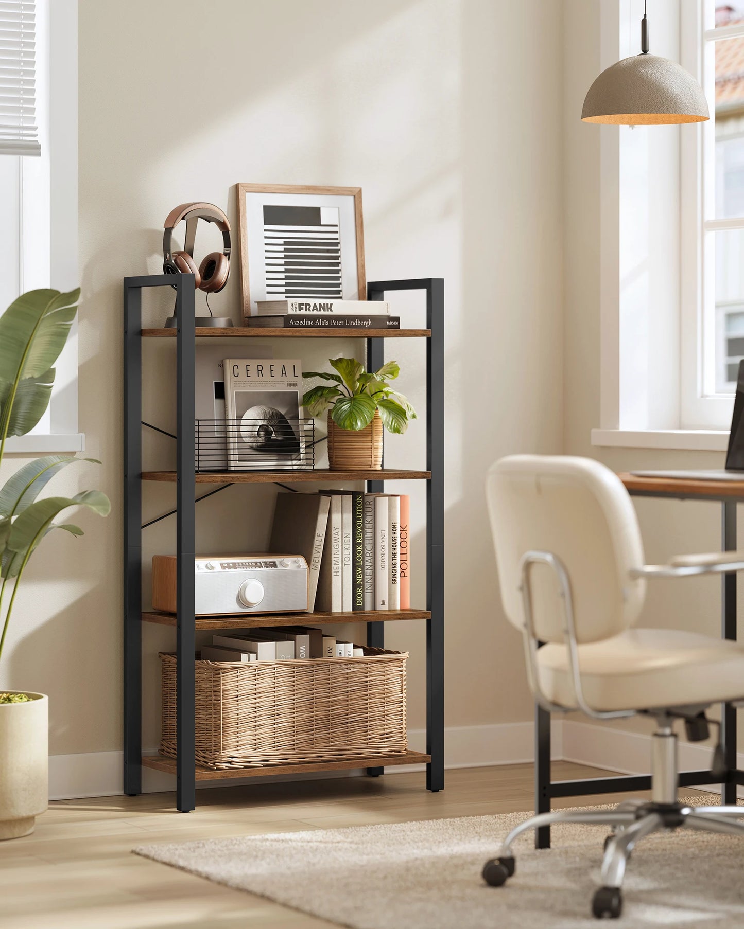 VASAGLE bookcase, stand rack, 120/153/186 cm, with 4/5/6 levels