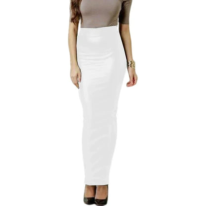 Women Hobble Skirt Solid Color High Waist Slim Fit Skinny Matte Faux Leather Cozy Commuter Wetlook Bodycon Skirt Streetwear New