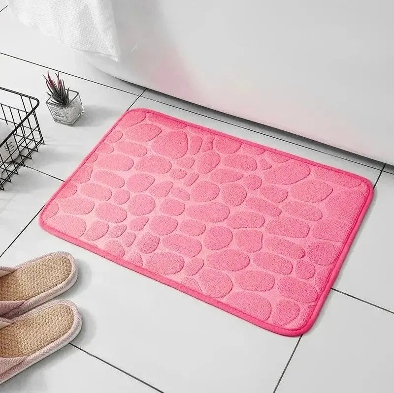 1 Stück geprägter Faserteppich, rutschfeste Matte für Badezimmer und Wohnzimmer, Kieselsteinmatte, Haushaltsartikel