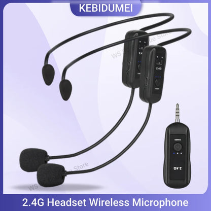 2.4G Head-mounted Wireless Lavalier Microphone Set Transmitter with Receiver for Amplifier Voice Speaker Teaching Tour Guide