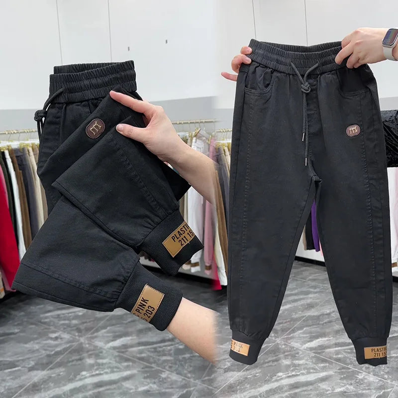 Top quality Autumn Spring Women Pants 2024 New Cotton Jeans Pants Elastic Waist Harem Pants Casual Sports Trousers Female