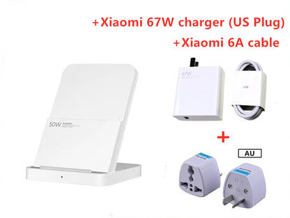 Xiaomi Mi 50W Wireless Charger Pro Vertical Air Cooling Fast Charging For Xiaomi 17/15/14/13/12 Series For iPhone Series