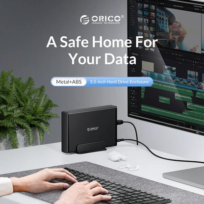ORICO 3.5 inch HDD Case Type-C & USB3.0  Hard Drive Enclosure SATA  to USB 3.1 External Hard Drive Reader for 2.5/3.5'' HDD