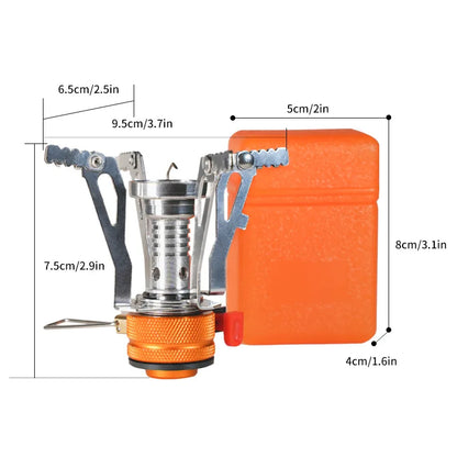 9.5×8cm Portable Stove Foldable Ultra Lightweight Aluminum Alloy Piezo Lgnition Windproof Stable Base Outdoor Camping Equipment