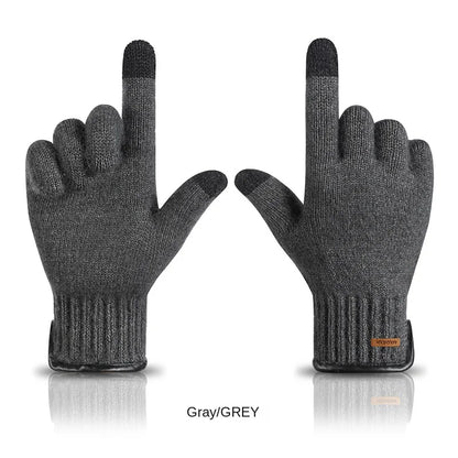 New Winter Imitation Camel Fleece Warm Gloves for Men's Outdoor Touch Screen High Elastic British Business Knitted Woolen Gloves