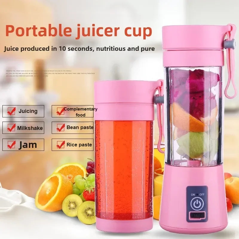 Portable Electric Handheld Blender Rechargeable Travel Fruit Juicer Cup Mini Mixer for Smoothies Milkshakes