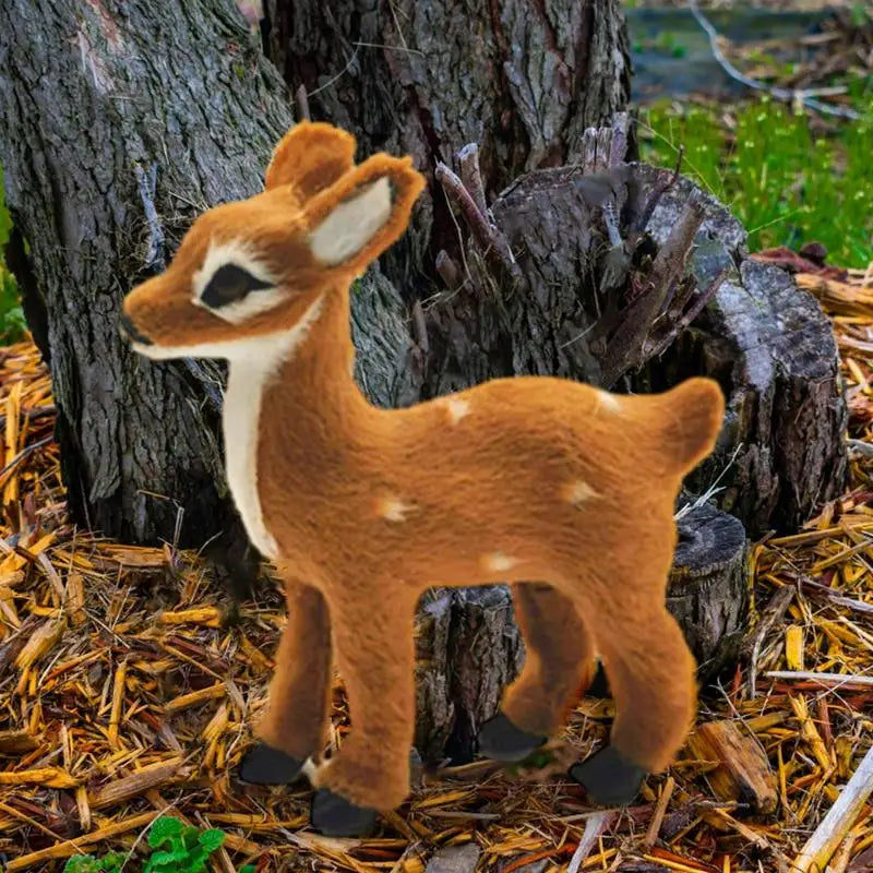 1pc Simulation Plush Animal Sika Deer Reindeer Lovely Xmas Home Decor Standing Miniatures Christmas Elk Scene Arrangement Props