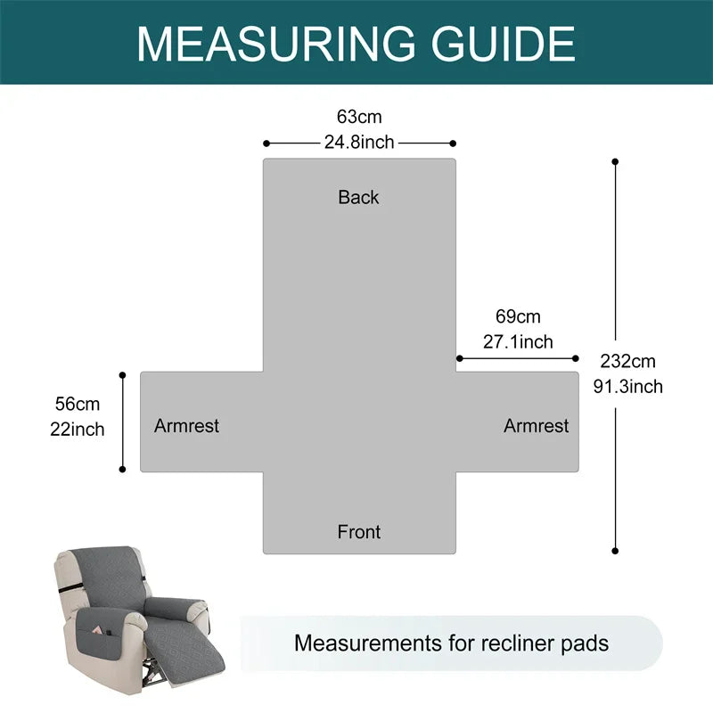 1PC Water Repellent Recliner Chair Cover Armchairs Slipcover Sofa Couch with Adjustable Elastic Strap Furniture Protector