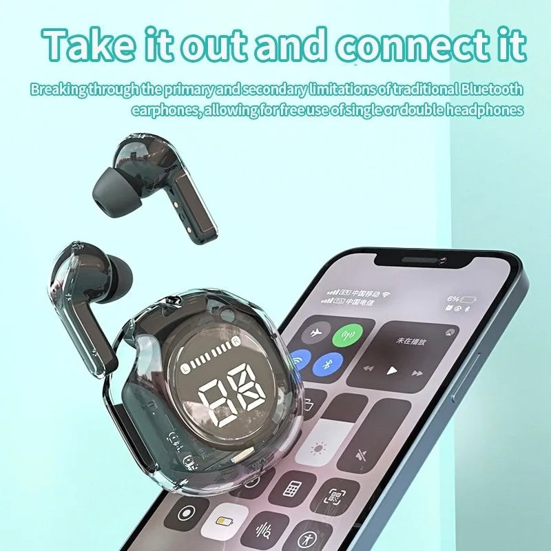 T8 PRO TWS Bluetooth-Ohrhörer, transparent mit LED-Digitalanzeige, kabelloser In-Ear-Kopfhörer für Xiaomi, Huawei, iPhone