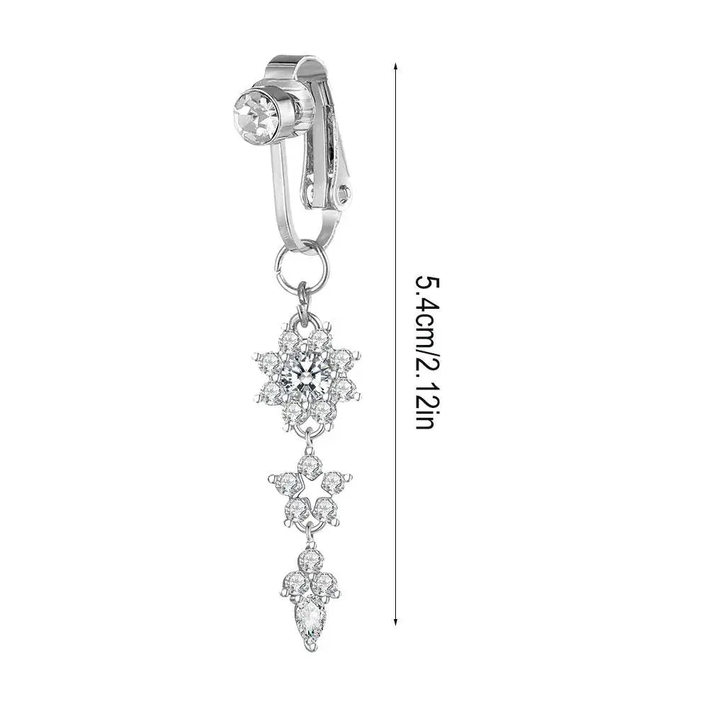 Clip On Belly Button Ring Butterfly Copper Zircon Pink Fake Belly Piercing Umbilical Navel Body Jewelry Trendy Fashion Style