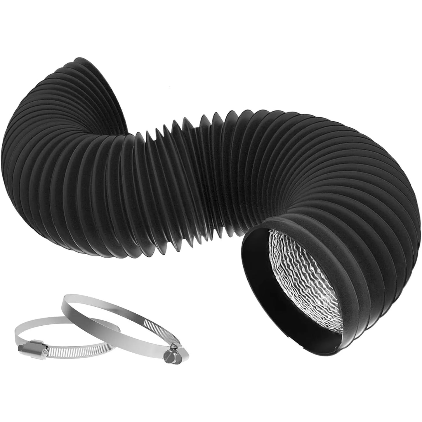 HTMCK 4 inch Dryer Vent Hose with 2 Stainless Steel Clamp Air Ducting Heavy-Duty Flexible Exhaust Pipe Kitchen