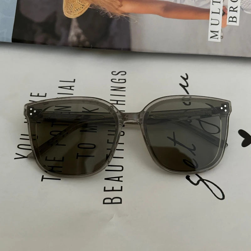 GAMBLE MONSHER Driving Sunglasses Women's UV Protection Large Small Faces Sunscreen Fashionable round Frame Glasses
