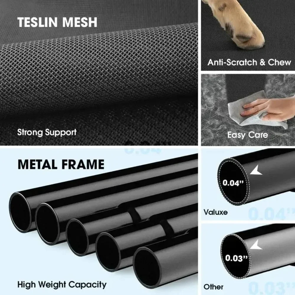 Elevated Dog Bed for Large Dogs Cooling Pet Cot Breathable Mesh Durable Frame Easy Clean Raised Pet Bed Indoor Outdoor Home