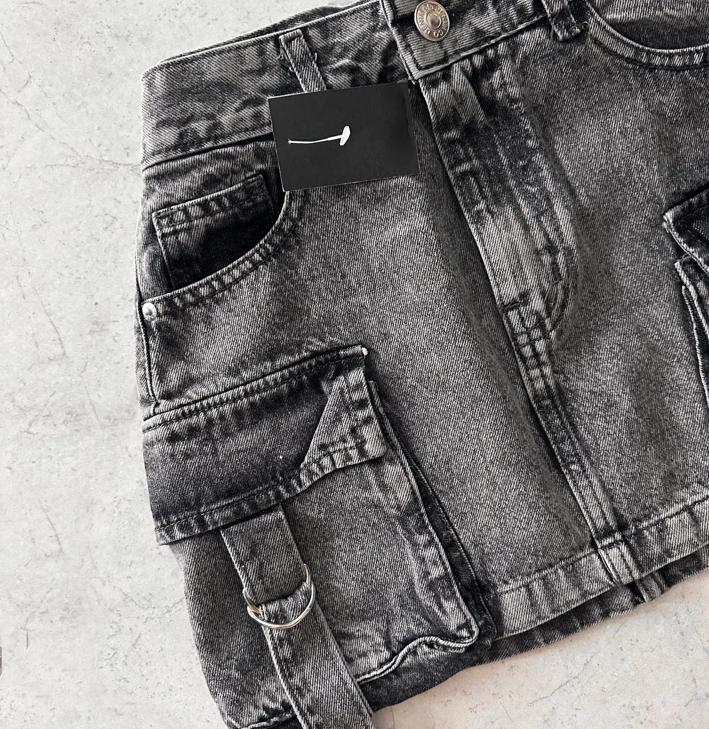 Streetwear Hot Girl Denim Skirt Women Harajuku Retro Gothic Multi Pocket Mini Skirt Fashion Casual Sexy Ultra Short Denim Skirt