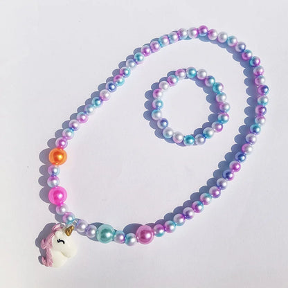 children's necklace three-piece set unicorn necklace rainbow necklace mermaid necklace