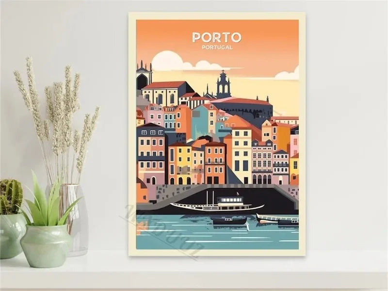 Porto Paris Nordic Retro Holiday Travel City Art Home Wall Decor Pictures Room Living Canvas Painting Print Tourism Posters Gift