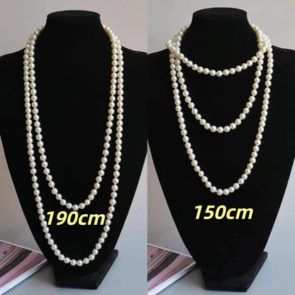New Exquisite Imitation Pearl Necklaces Multilayer Vintage Long Necklaces Elegant Style Pearl Bead Women Fashion