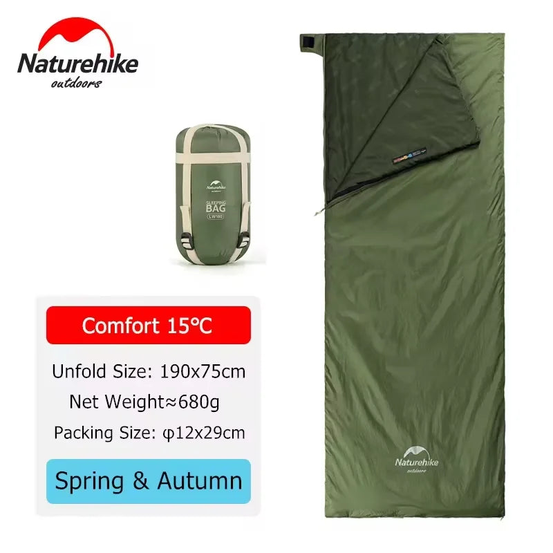 Naturehike Camping Sleeping Bag Outdoor Ultralight LW180 Waterproof Sleeping Bag Hiking Traveling Climbing 3 Seasons