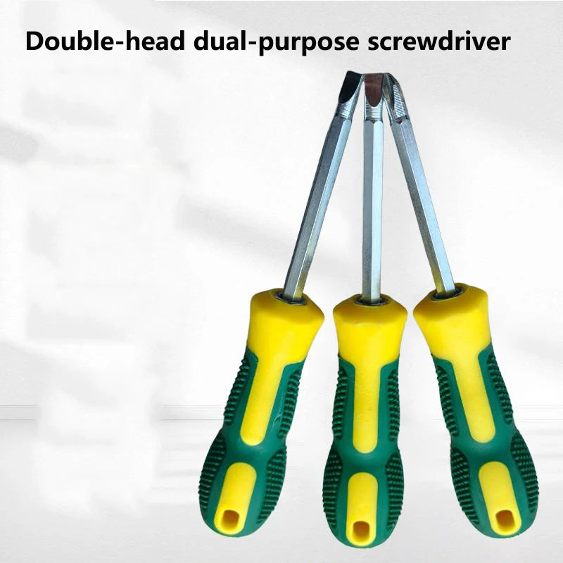 This dual-head screwdriver, with a cross and a straight head in one, is hard, durable and not prone to wear