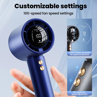 Portable Mini Handheld Fan Type C Rechargeable Digital Display Fan High-Speed Electric Cooling Fan Desktop Outdoor Small Fans