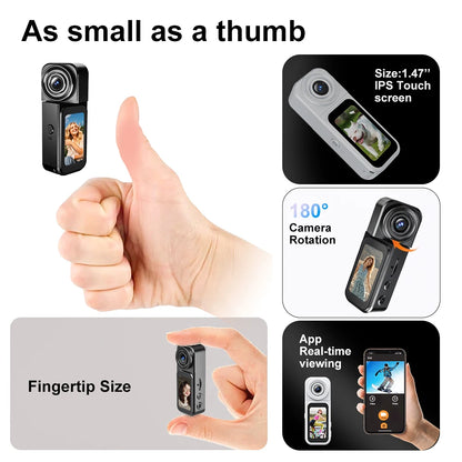 A75 WiFi Action Camera Strong Magnetic POV 2.7K Recording Hands Free 400mAh Mini Camcorders 1.47 inch IPS Touch Screen Camera