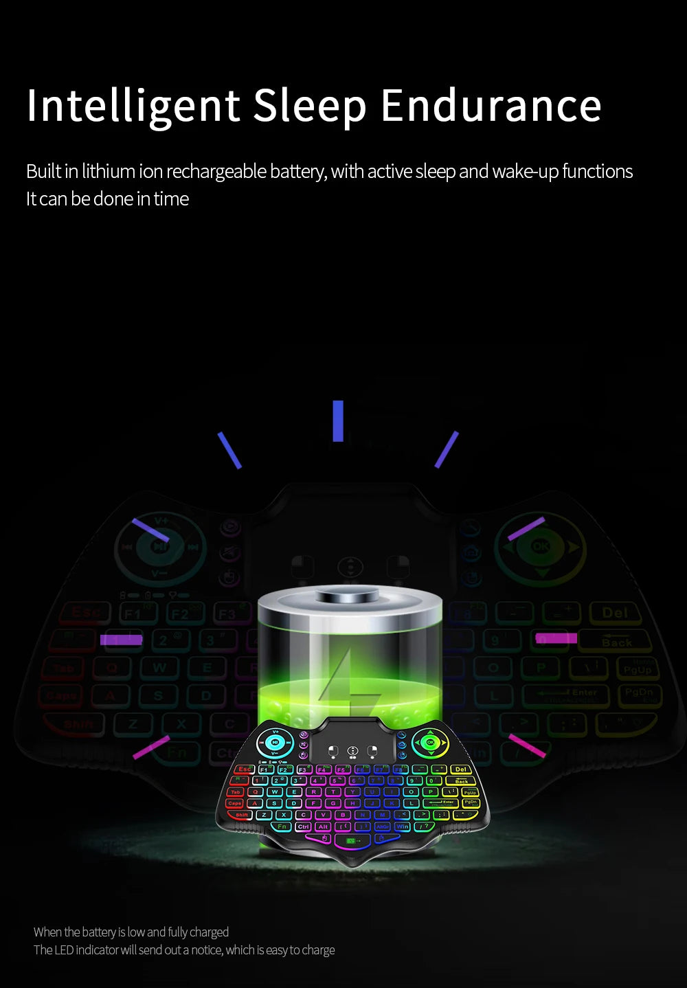 MRSVI V18 Mini-Funktastatur 2,4 GHz BT Touch 7-farbige Hintergrundbeleuchtung Französisch Spanisch Russisch Air Mouse Tastatur Geschenk für Android TV Box
