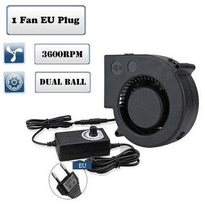 97MM Turbo Blower Fan 12V DC Female Connector 97x94x33mm Centrifugal Cooling Fan w/ AC 100V 220V Power Adapter Adjustable Speed