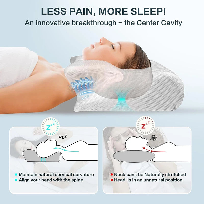 1 Stück Nackenstützkissen aus Memory-Schaum, 2-in-1 ergonomisches orthopädisches Konturkissen gegen Nackenschmerzen, konturiertes Stützkissen, Nackenkissen