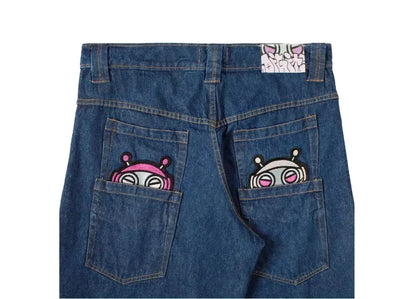 2023 jeans Y2K oversized letter printed denim trousers for men and women street retro loose gothic wide leg straight pants