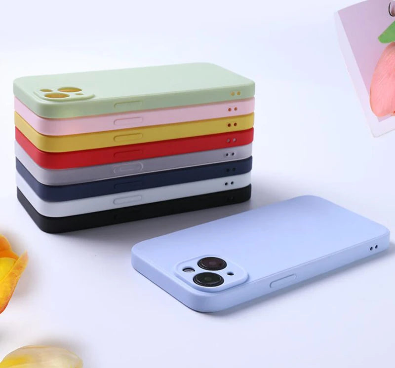 Liquid Silicone Phone Case for iphone 15 14 13 12 mini 11 16 Pro X XR XS Max 15 Plus Shockproof Soft Back Cover Cases