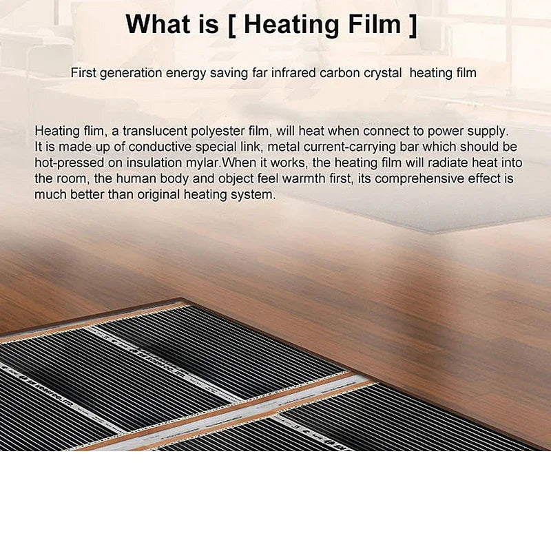 Minco Heat 220W/㎡ 50/80cm Width 10m2  Infrared Underfloor Heating Film with Wifi Thermostat Installation Kit