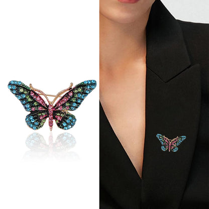Beaut&Berry Trendy Shiny Rhinestone Butterfly Brooches for Women Unisex Insect Pins Casual Party Accessories New Gifts Friends