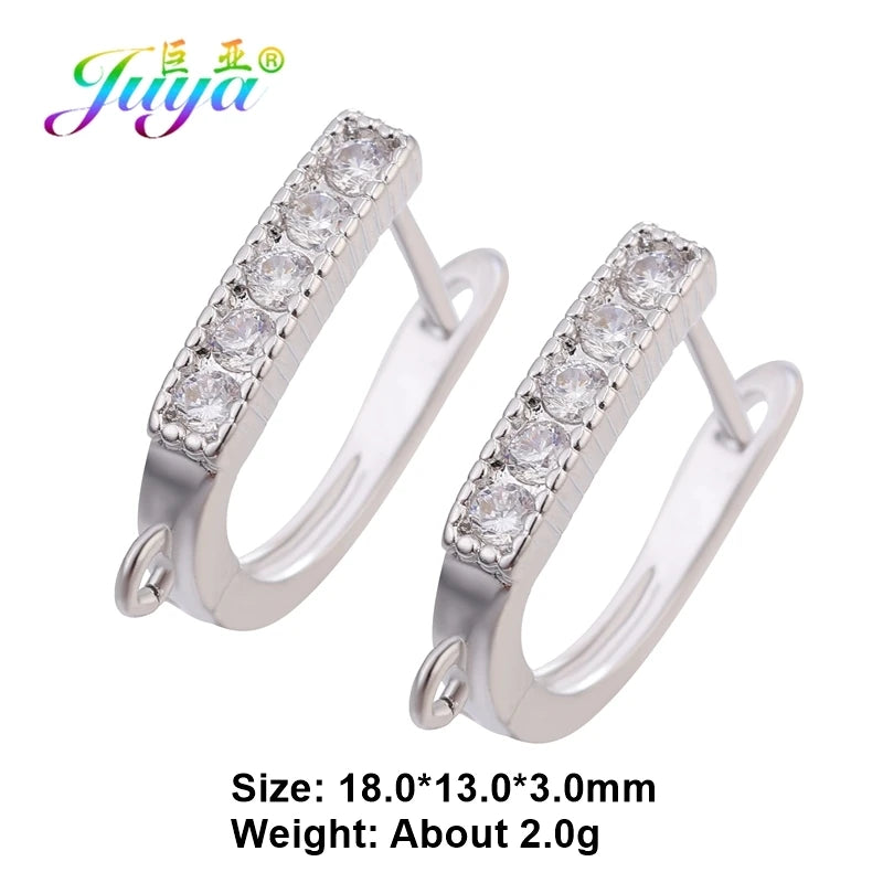 Juya 18K Gold Silver Plated Fastener Bales Fixture Earring Hook Locks For DIY Women Fashion Crystal Agate Charms Earrings Making