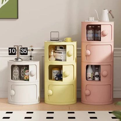 Modern Simple Home Bedroom Bedside Table Nightstands Creative Round Storage Locker Cabinet Nightstand Side Tables Furniture