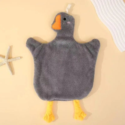 1PC Cartoon Goose Hand Towel - Water Absorbing Hanging Kitchen & Bathroom Towel for Home Essentials