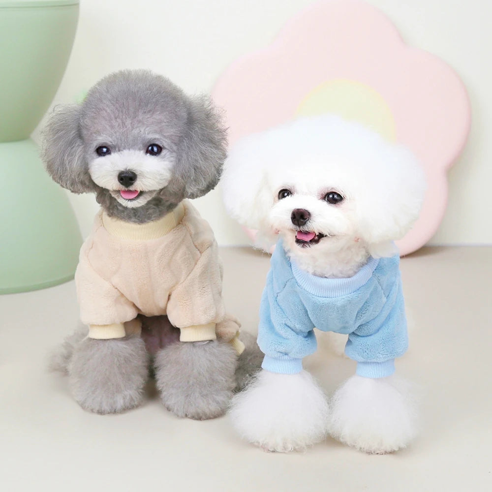 Pet Dogs Four-Legged Jumpsuit Wavy Double-sided Fleece Soft Puppy Kitten Pet Pajamas Dogs Cats Warm Winter Jacket Clothing