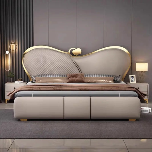SAT. Light Luxury Creative Modern Simple Double Bed Soft Bed Bedroom King Bed Frame and Queen High-end Bedroom Furniture Set