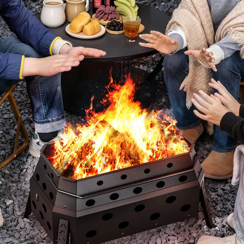 Portable Folding Campfire Grill Outdoor Wood Burning Stove for Camping And Hiking Lightweight Charcoal Fire Pit