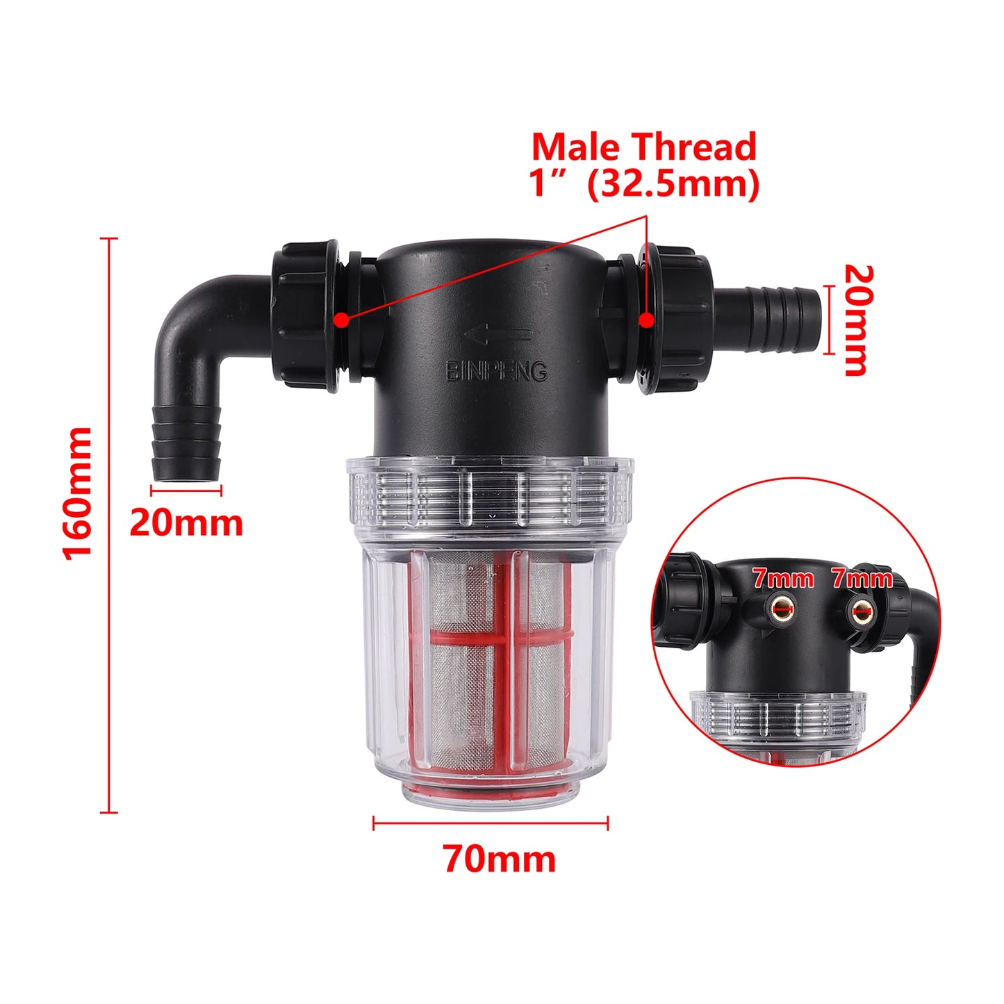 Transparent 50 Mesh Fine filtration Water Filter with 20mm, 25mm Barbed Agriculture Tools Garden Irrigation Filter
