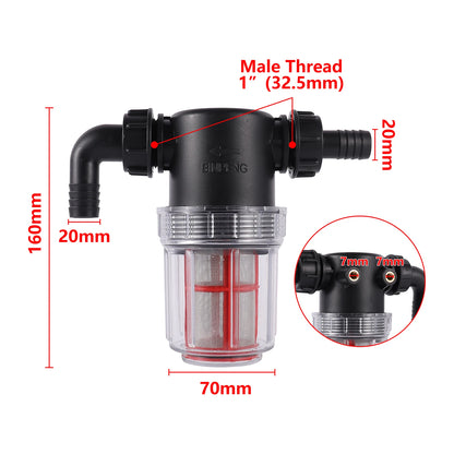 Transparent 50 Mesh Fine filtration Water Filter with 20mm, 25mm Barbed Agriculture Tools Garden Irrigation Filter