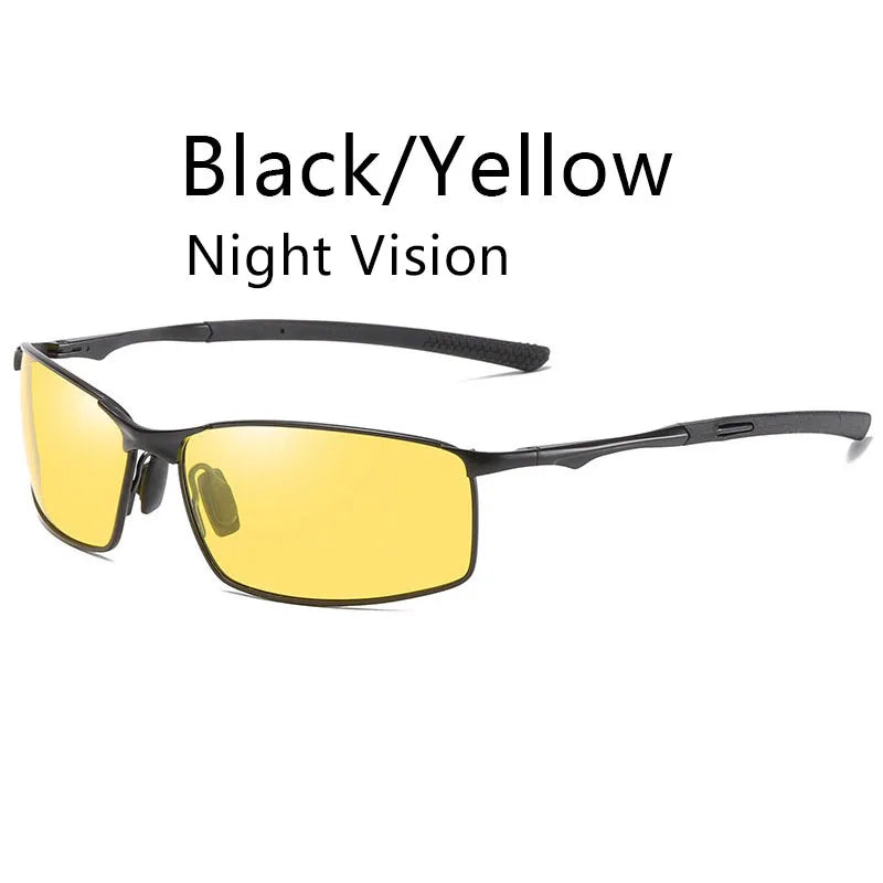 Photochromic Men Polarized Sunglasses Male Metal Square Glasses Driving Sun Glasses UV400 Outdoor Sports Cycling Goggles