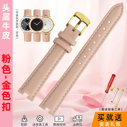 High Quality Notched Watch Strap for Gucci YA141401 YA141505  YA1414 YA1415 GC Women's Watch Leather Watchband 12x5mm 14x5mm