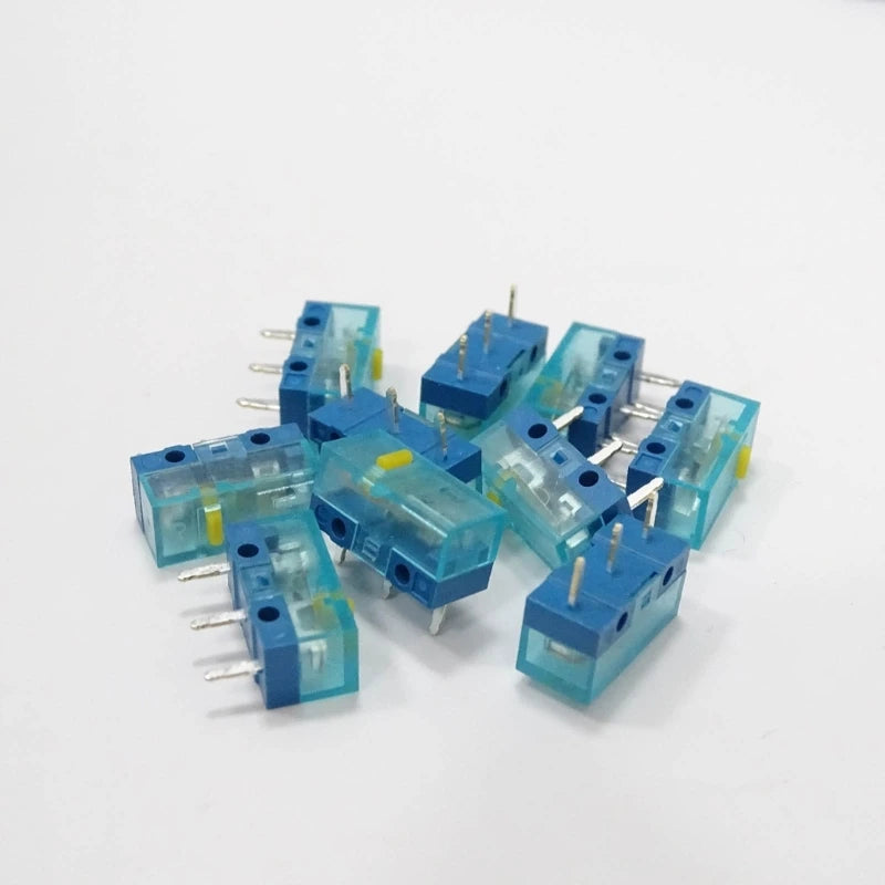 4Pcs New HUANO Blue Transparent Shell Mouse Micro Switch Button Pink Red Yellow Blue Green Dot Button Switch 3Pin 0.74N