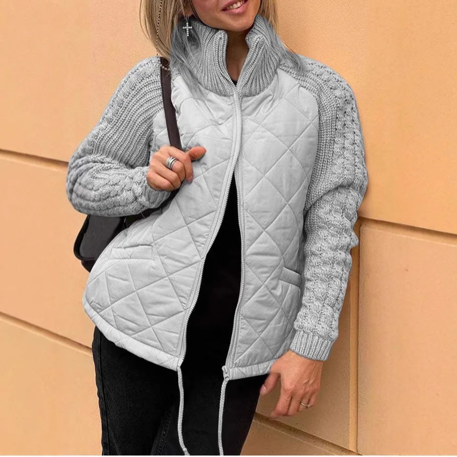 Elegant Casual Coat Women New Fashion Cardigan Zipper Long-sleeved Stand-up Collar Women's Jacket Cotton Jacket Womens Clothing