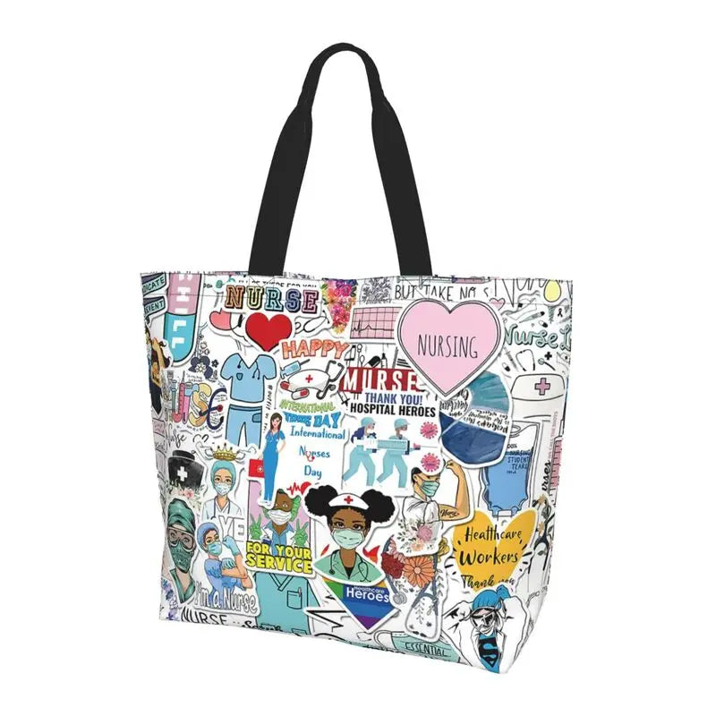 Custom Enfermera En Apuros Doctor Nurse Medical Large Capacity Tote Bag Shoulder Bag Handbags for Women Grocery Shopping Bags