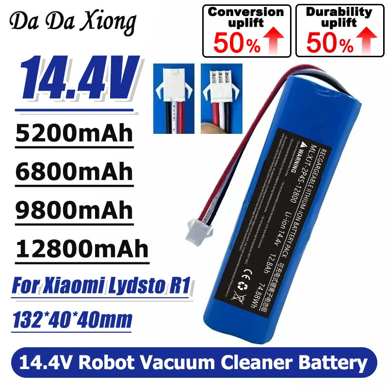 2026 100% NEW For Xiaomi 14.4V lithium battery 2P4S battery 5200mAh 6500mAh 12800mAh Viomi S9 Lydsto R1 Roadmi Eve Plus