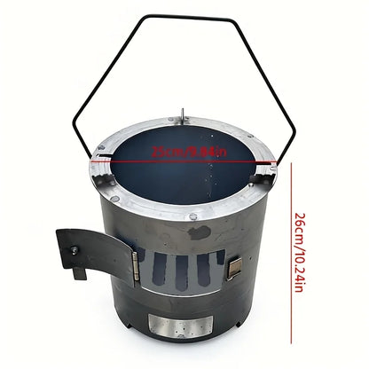 Portable Charcoal Grill Camping Stove with Ventilation Holes and Detachable Door for Outdoor Cooking Picnics